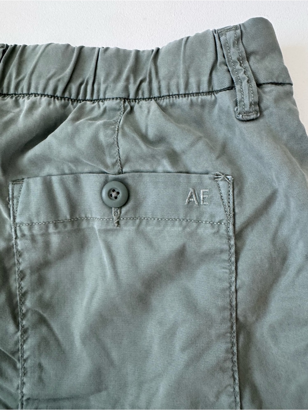 American Eagle Cargo Pants Size 6 Sage Green Wide Leg Y2K Stretch Utility - Picture 7 of 9
